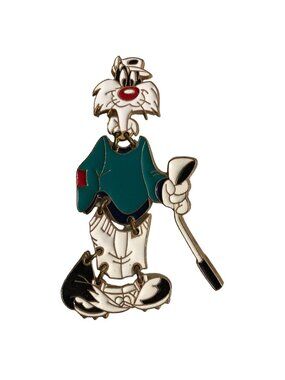 Looney Tunes Warner Bros Pin TM 1994 Sylvester Enamel Golfer Brooch